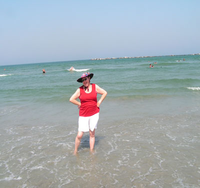 Jane wading in the Black Sea